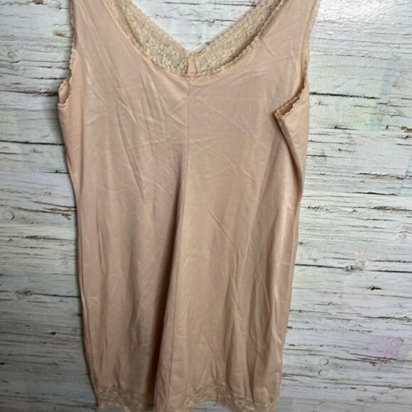 Vintage night gown slip cream  tan size large lace - Picture 4 of 6